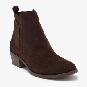 Kensie Gianella Brown Suede Side-Zip Block Heel Booties Size 6